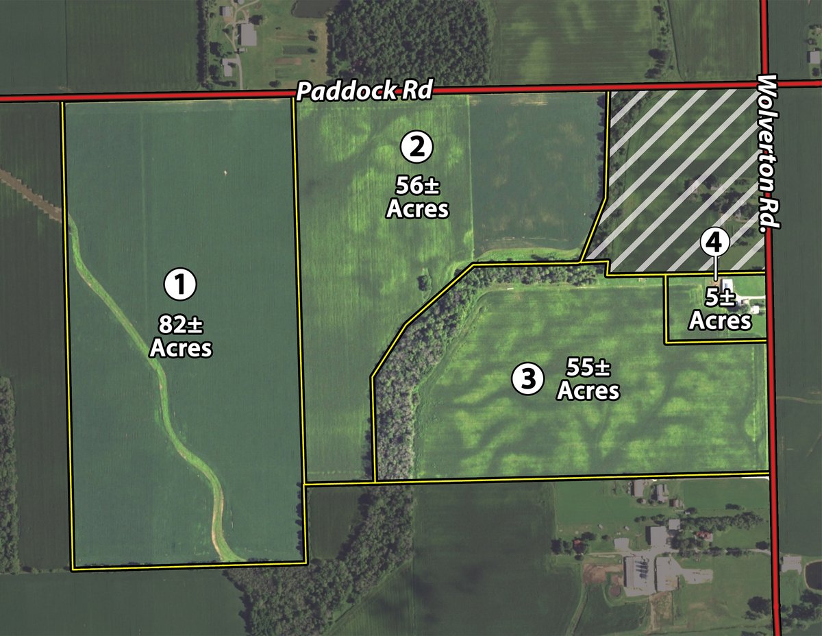 Tract map - PRIME OHIO FARM AUCTION - 198+/- ACRES IN 4 TRACTS IN PREBLE COUNTY, OHIO
